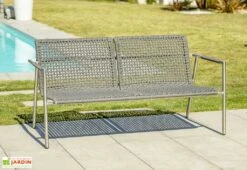 Salon De Jardin 4 Places En Inox Et Corde Tressée Concarneau -Abriet Mobilier Soldes Boutique banc salon jardin 4places inox corde tressee concarneau