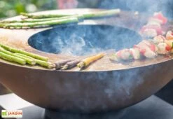 Braséro Plancha D’extérieur Avec Plaque De Cuisson En Acier - ø 80 X 101 Cm -Abriet Mobilier Soldes Boutique barbecue plancha acier