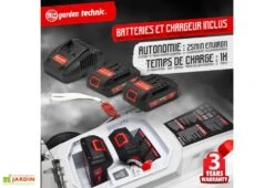 Tondeuse à Gazon Électrique Sans Fil + 2 Batteries 20V -Abriet Mobilier Soldes Boutique batterie tondeuse sans fil 40v elem garden tde40v37 li2bf