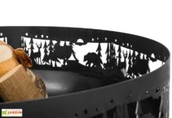 Braséro En Acier Décoré Forest – 80 Cm -Abriet Mobilier Soldes Boutique braseo acier decore forest 80 cm 2