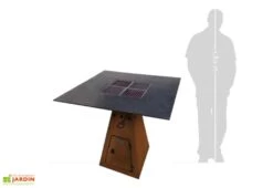 Braséro Barbecue En Acier Et Inox L82 Cm H81 Cm – Cube M -Abriet Mobilier Soldes Boutique brasero acier barbecue grille cuisson remundi cube m