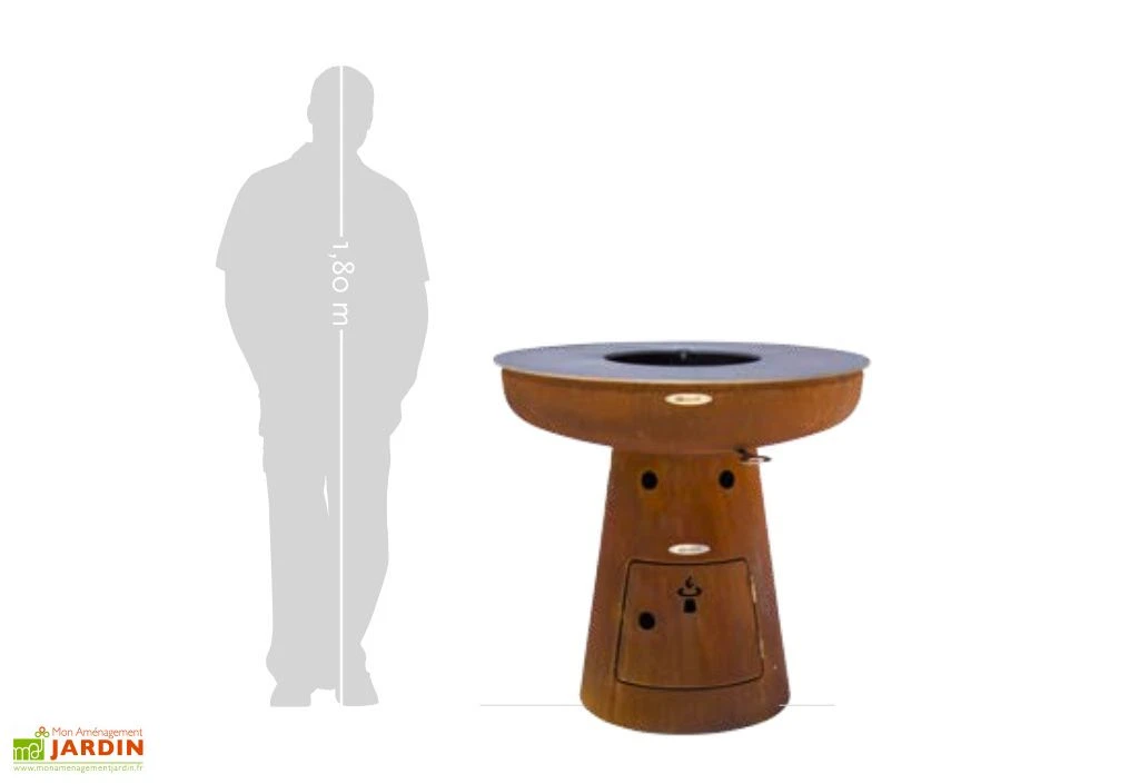 Braséro Barbecue En Acier Et Inox Ø102 Cm H105 Cm – Nero L105 3 Braséro Barbecue En Acier Et Inox Ø102 Cm H105 Cm – Nero L105 – Image 3