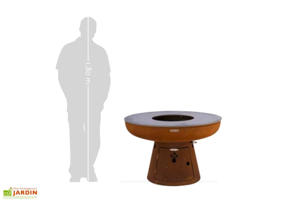 Braséro Barbecue En Acier Et Inox Ø102 Cm H68 Cm – Nero L68 4 Braséro Barbecue En Acier Et Inox Ø102 Cm H68 Cm – Nero L68 – Image 4