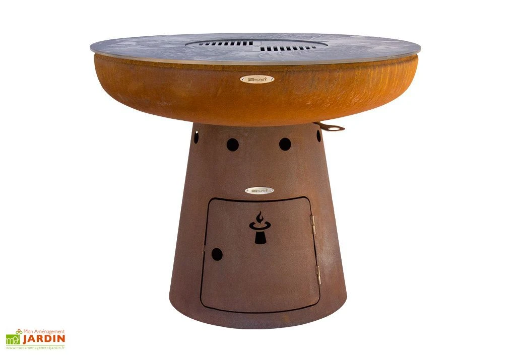 Braséro Barbecue En Acier Et Inox Ø102 Cm H84 Cm – Nero L84 2 Braséro Barbecue En Acier Et Inox Ø102 Cm H84 Cm – Nero L84 – Image 2