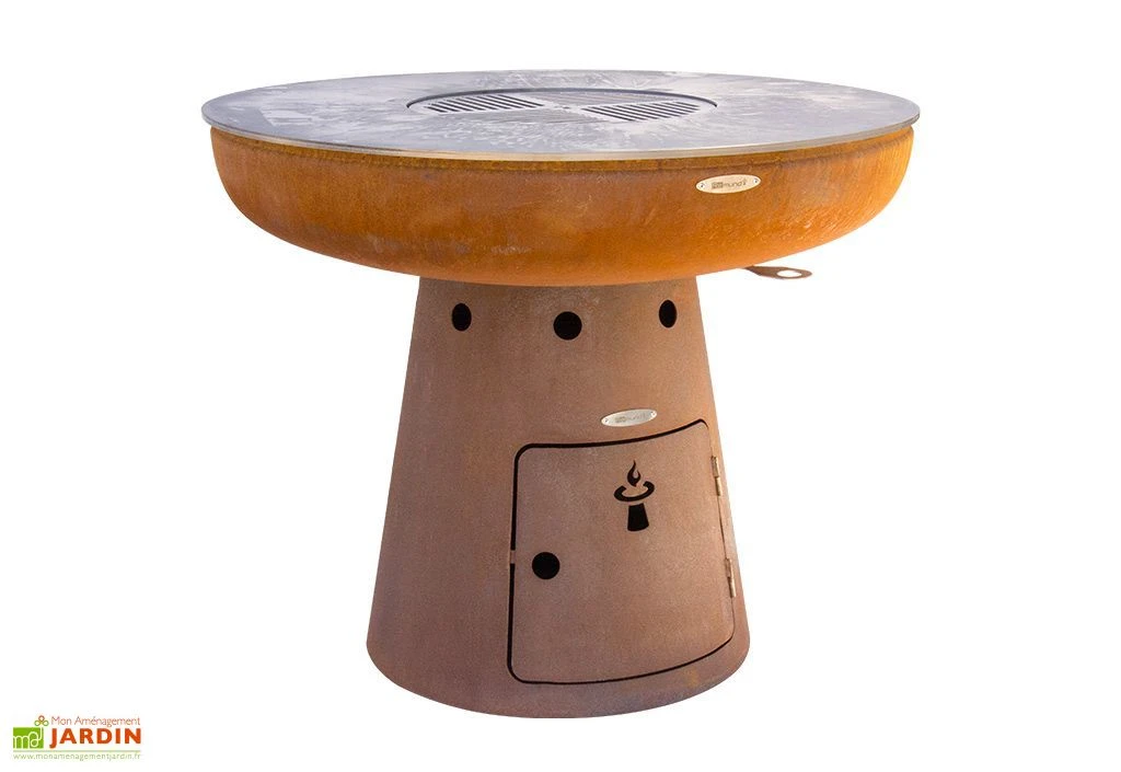 Braséro Barbecue En Acier Et Inox Ø102 Cm H84 Cm – Nero L84 1 Braséro Barbecue En Acier Et Inox Ø102 Cm H84 Cm – Nero L84