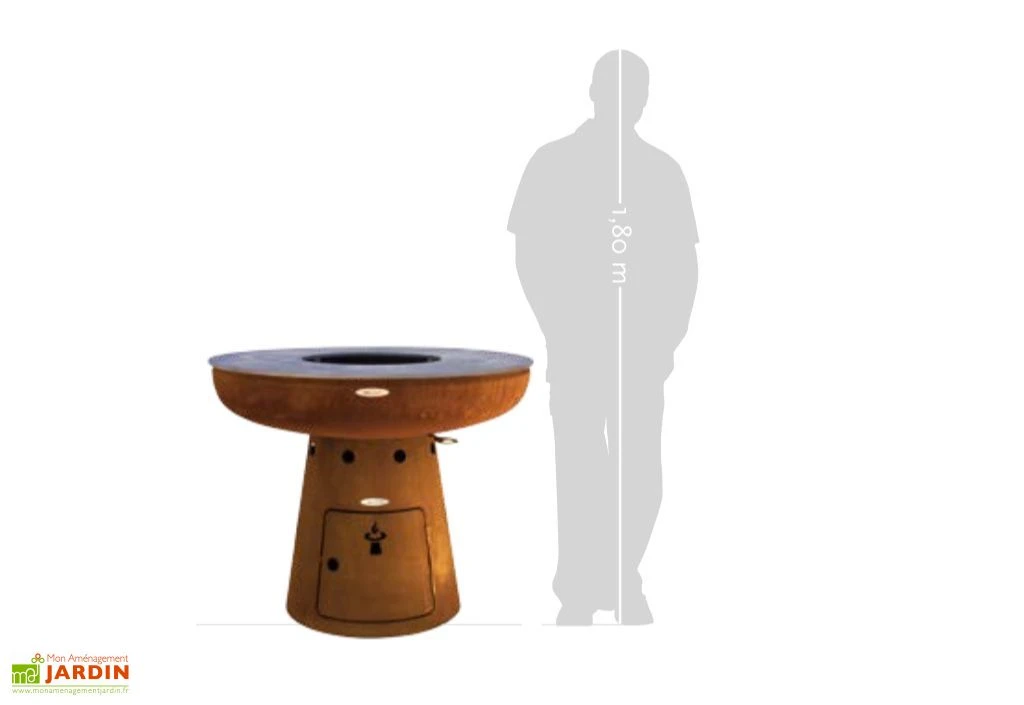 Braséro Barbecue En Acier Et Inox Ø102 Cm H84 Cm – Nero L84 3 Braséro Barbecue En Acier Et Inox Ø102 Cm H84 Cm – Nero L84 – Image 3