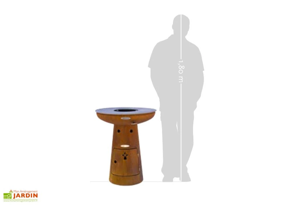 Braséro Barbecue En Acier Et Inox Ø62 Cm H75 Cm – Nero S 4 Braséro Barbecue En Acier Et Inox Ø62 Cm H75 Cm – Nero S – Image 4