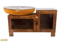 Braséro Barbecue En Acier Et Inox + Table Ø102 Cm H94 Cm – Vulcano L