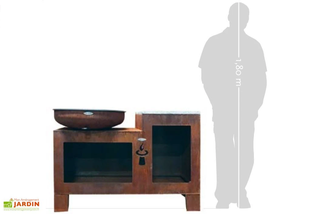 Braséro Barbecue En Acier Et Inox + Table Ø82 Cm H90 Cm – Vulcano M 3 Braséro Barbecue En Acier Et Inox + Table Ø82 Cm H90 Cm – Vulcano M – Image 3