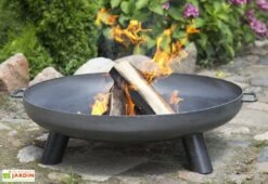 Braséro En Acier Bali + Pare Etincelles (plusieurs Dimensions) -Abriet Mobilier Soldes Boutique brasero acier noir brut bali grille protection 2