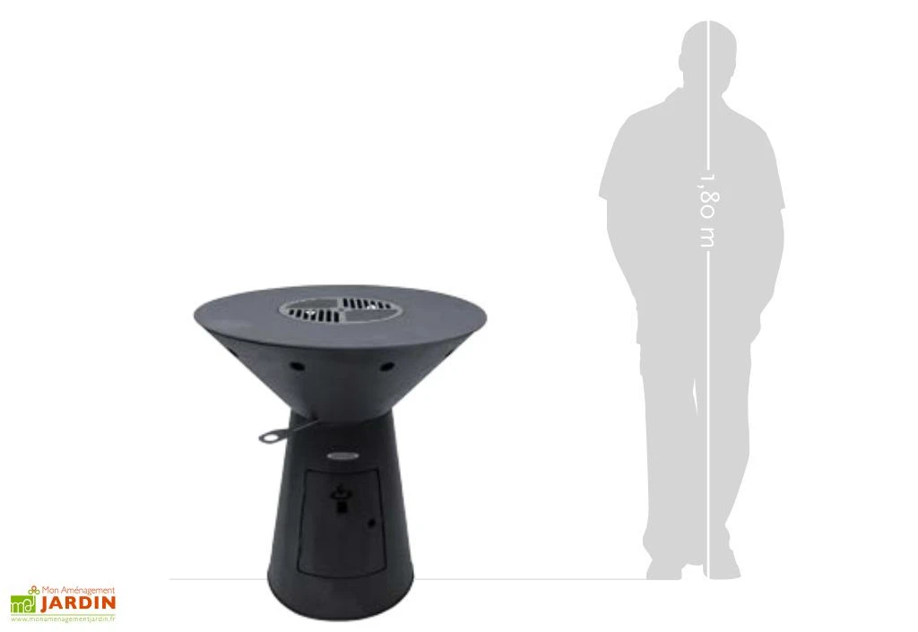 Braséro Barbecue En Acier Thermolaqué Et Inox Ø79 Cm H89 Cm – Phoenix 3 Braséro Barbecue En Acier Thermolaqué Et Inox Ø79 Cm H89 Cm – Phoenix – Image 3