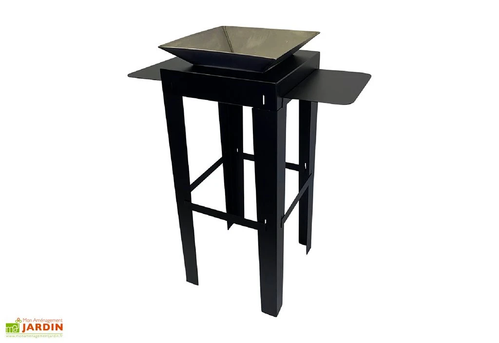 Braséro 2 En 1 En Aluminium Et Acier - 50 X 50 X 120 Cm 1 Braséro 2 En 1 En Aluminium Et Acier - 50 X 50 X 120 Cm