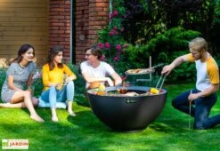 Braséro Barbecue En Acier Boule Noire 100 Cm 5 Braséro Barbecue En Acier Boule Noire 100 Cm -Abriet Mobilier Soldes Boutique brasero barbecue acier noir boule 100cm plancha 2