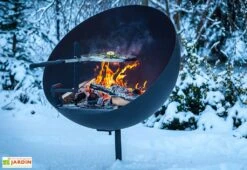 Braséro Barbecue En Acier Lune 100 Cm + Grille De Cuisson 9 Braséro Barbecue En Acier Lune 100 Cm + Grille De Cuisson -Abriet Mobilier Soldes Boutique brasero barbecue acier noir lune 100cm 3