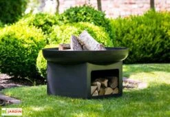Braséro De Jardin En Acier Brut Pan 12 - ⌀ 60 Cm -Abriet Mobilier Soldes Boutique brasero jardin compartiment bois
