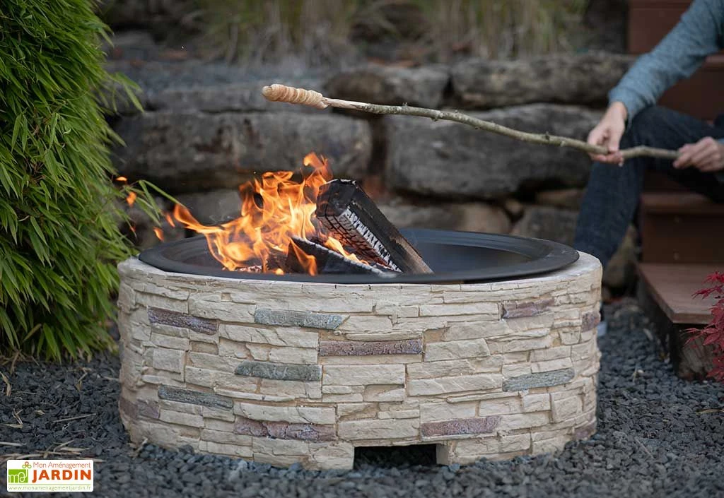 Braséro En Aluminium Imitation Pierre Ø 90 Cm 3 Braséro En Aluminium Imitation Pierre Ø 90 Cm – Image 3