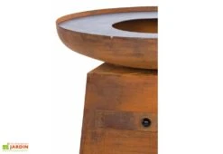 Braséro Plancha En Acier Avec Couvercle Couleur Rouille – Ø80 Cm -Abriet Mobilier Soldes Boutique brasero orion rouille 2