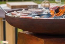 Braséro Plancha En Acier Avec Couvercle Couleur Rouille – Ø80 Cm -Abriet Mobilier Soldes Boutique brasero orion rouille 7