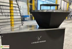 Brasero Design Avec Plaque De Cuisson En Acier + Plan De Travail – ø 85 Cm -Abriet Mobilier Soldes Boutique brasero plan de travail