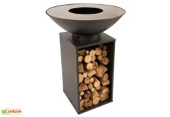 Braséro Plancha D’extérieur Avec Plaque De Cuisson En Acier - ø 80 X 101 Cm