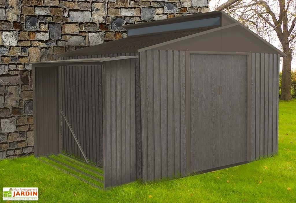 Bûcher Pour Abri De Jardin En Métal Look Bois Vieilli 2 Bûcher Pour Abri De Jardin En Métal Look Bois Vieilli – Image 2