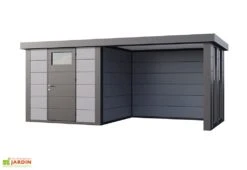 Abri De Jardin En Métal Avec Auvent Vitré Lounge – 12,5 M² 11 Abri De Jardin En Métal Avec Auvent Vitré Lounge – 12,5 M² -Abriet Mobilier Soldes Boutique cabane jardin auvent vitre droite gris