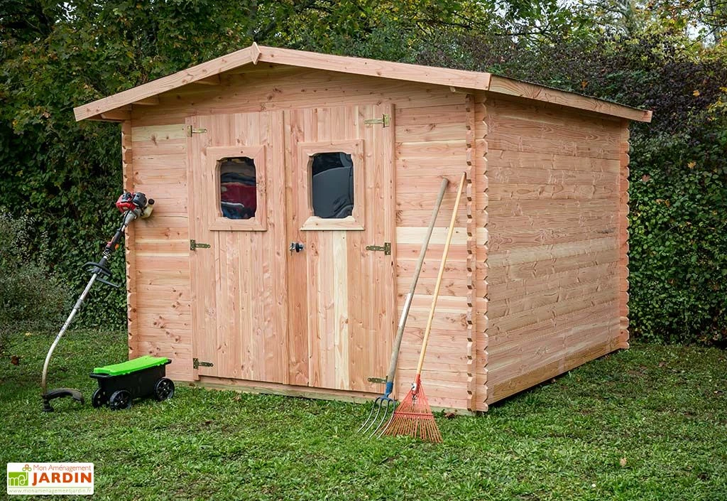 Abri De Jardin En Bois Douglas 28 Mm – 10,89 M² : 3,25 X 3,35 M 2 Abri De Jardin En Bois Douglas 28 Mm – 10,89 M² : 3,25 X 3,35 M – Image 2