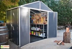 Abri De Jardin En Aluminium Et Polycarbonate 227 Cm – Rubicon Anthracite -Abriet Mobilier Soldes Boutique cabane jardin polycarbonate rubicon 8x8 canopia palram