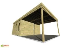 Abri De Jardin En Bois De Pin Traité Avec Auvent Et Plancher – 32,3 M² -Abriet Mobilier Soldes Boutique cabanon jardin bois avec auvent 1