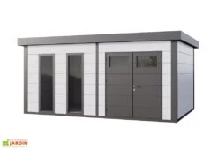 Abri De Jardin En Métal Avec Parois Vitrées Eleganto Plus – 19,3 M² 8 Abri De Jardin En Métal Avec Parois Vitrées Eleganto Plus – 19,3 M² -Abriet Mobilier Soldes Boutique cabanon jardin metal parois vitrees gris blanc