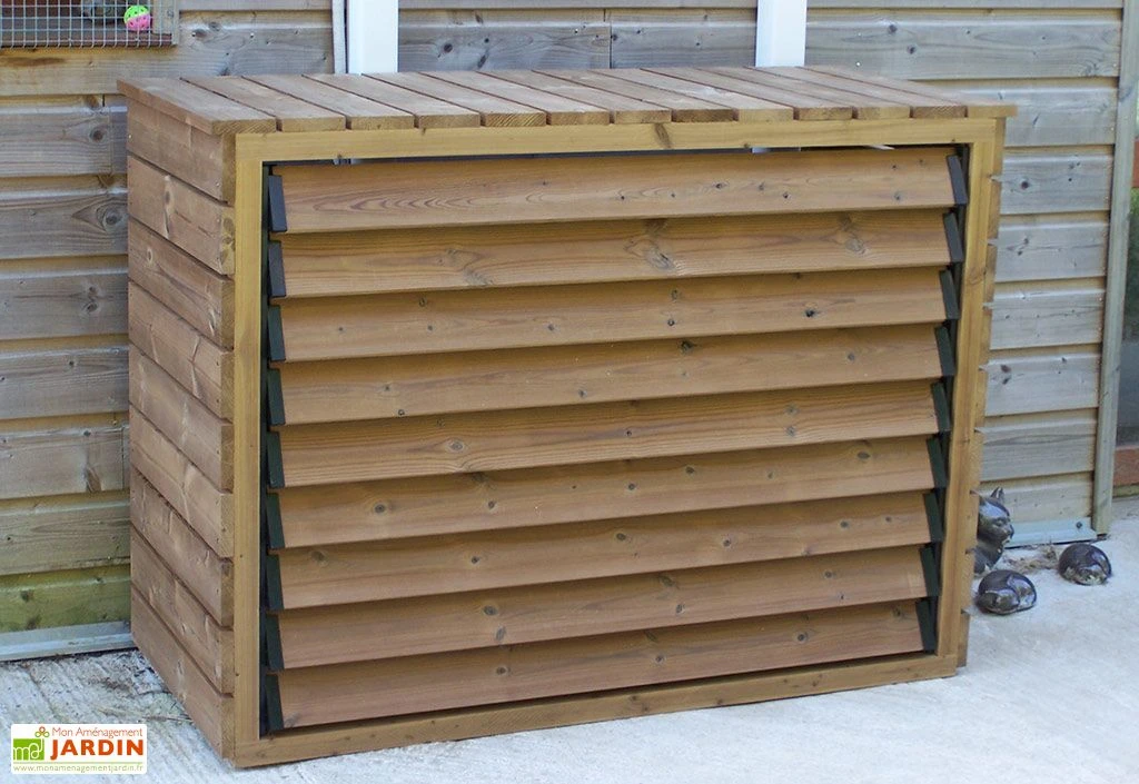 Cache Climatiseur Extérieur En Bois D’Épicéa Traité 132 X 58 X 98 Cm 2 Cache Climatiseur Extérieur En Bois D’Épicéa Traité 132 X 58 X 98 Cm – Image 2