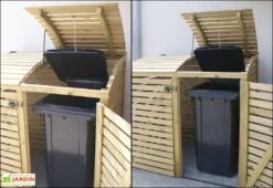 Cache-Poubelle Double En Pin Autoclave Swing D (88x145x137cm) -Abriet Mobilier Soldes Boutique cache poubelle bois autoclave 1 place 1