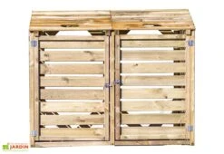 Cache Poubelle Bois Double (150x90x120) 11 Cache Poubelle Bois Double (150x90x120) -Abriet Mobilier Soldes Boutique cache poubelle bois double abri bois 4
