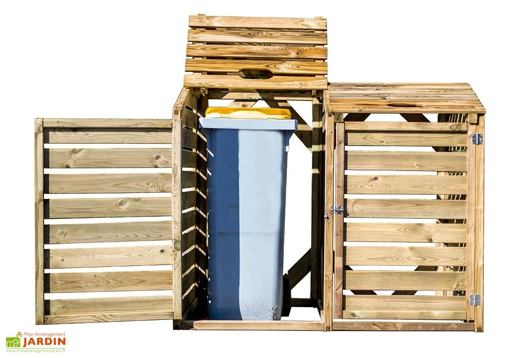 Cache Poubelle Bois Double (150x90x120) 1 Cache Poubelle Bois Double (150x90x120)