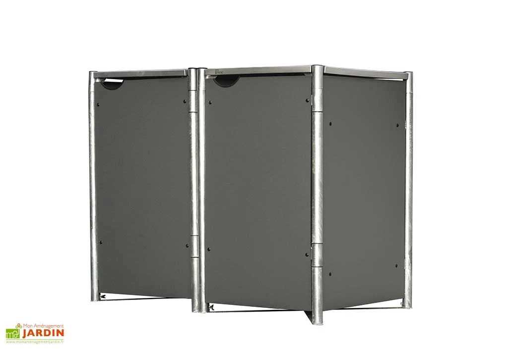 Cache-poubelle Double En Acier Et Composite Aluminium 139 X 80 X 115 Cm 1 Cache-poubelle Double En Acier Et Composite Aluminium 139 X 80 X 115 Cm