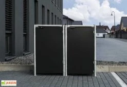 Cache-poubelle Double En Acier Et Composite Aluminium 139 X 80 X 115 Cm 7 Cache-poubelle Double En Acier Et Composite Aluminium 139 X 80 X 115 Cm -Abriet Mobilier Soldes Boutique cache poubelle double acier aluminium noir