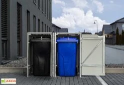 Cache-poubelle Double En Acier Et Composite Aluminium 139 X 80 X 115 Cm 8 Cache-poubelle Double En Acier Et Composite Aluminium 139 X 80 X 115 Cm -Abriet Mobilier Soldes Boutique cache poubelle double acier aluminium ouvert 1