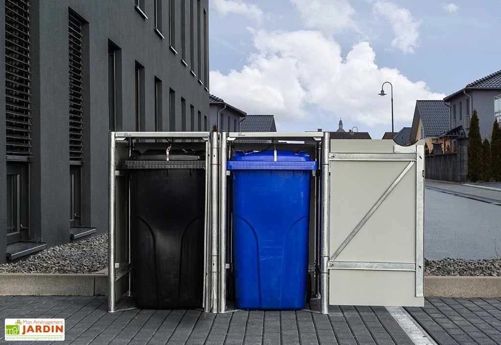 Cache-poubelle Double En Acier Et Composite Aluminium 139 X 80 X 115 Cm 4 Cache-poubelle Double En Acier Et Composite Aluminium 139 X 80 X 115 Cm – Image 4