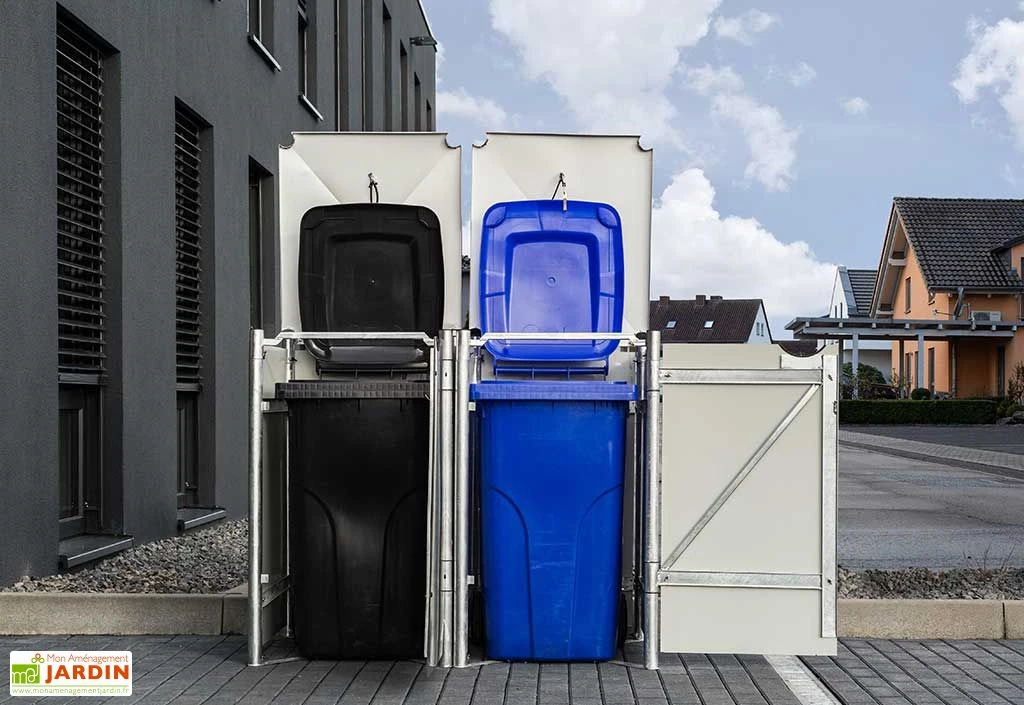 Cache-poubelle Double En Acier Et Composite Aluminium 139 X 80 X 115 Cm 5 Cache-poubelle Double En Acier Et Composite Aluminium 139 X 80 X 115 Cm – Image 5