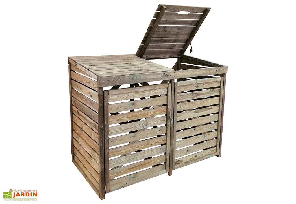 Cache Poubelle Double Bois Traité L.171,5 X H.134,7 Cm – New Chester 1 Cache Poubelle Double Bois Traité L.171,5 X H.134,7 Cm – New Chester