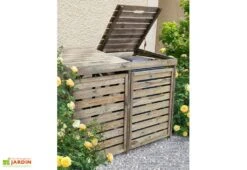 Cache Poubelle Double Bois Traité L.171,5 X H.134,7 Cm – New Chester 3 Cache Poubelle Double Bois Traité L.171,5 X H.134,7 Cm – New Chester -Abriet Mobilier Soldes Boutique cache poubelle new chester 2