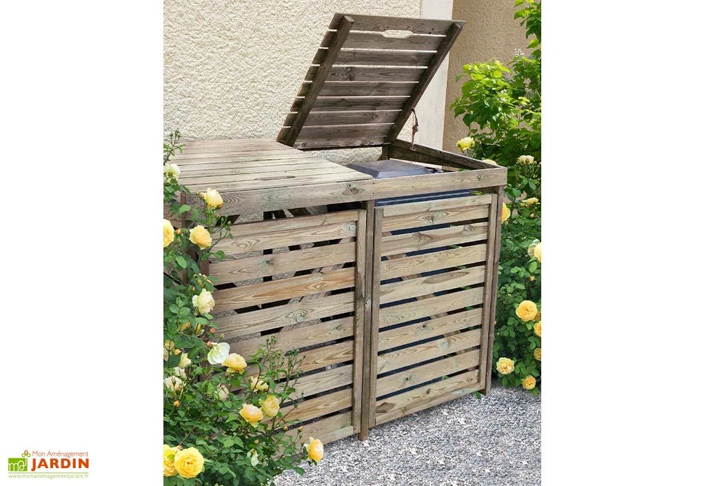 Cache Poubelle Double Bois Traité L.171,5 X H.134,7 Cm – New Chester 2 Cache Poubelle Double Bois Traité L.171,5 X H.134,7 Cm – New Chester – Image 2