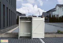 Cache-poubelle Simple En Acier Et Composite Aluminium 69 X 80 X 115 Cm 6 Cache-poubelle Simple En Acier Et Composite Aluminium 69 X 80 X 115 Cm -Abriet Mobilier Soldes Boutique cache poubelle ouvert acier alu 240l noir