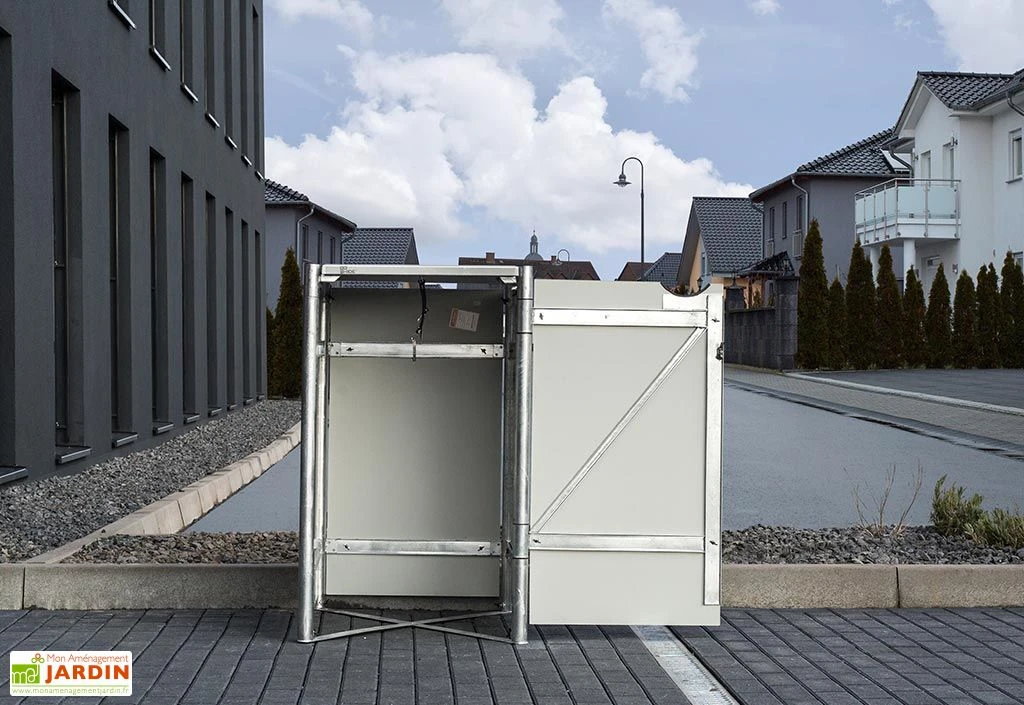 Cache-poubelle Simple En Acier Et Composite Aluminium 69 X 80 X 115 Cm 3 Cache-poubelle Simple En Acier Et Composite Aluminium 69 X 80 X 115 Cm – Image 3