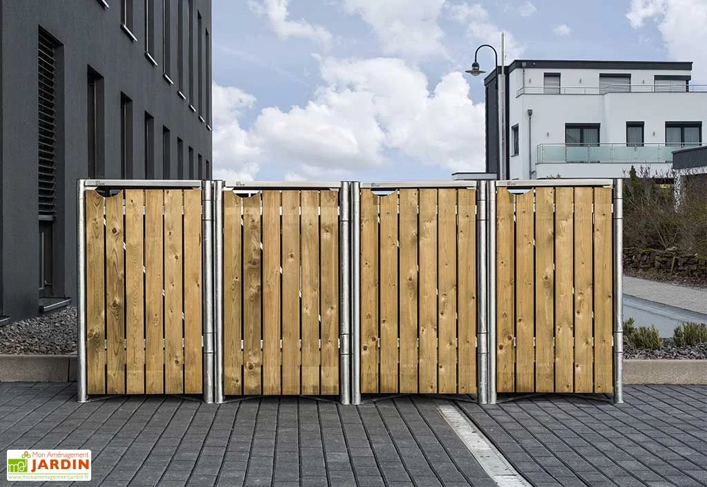 Cache-poubelles En Acier Et Bois De Pin Traité 278 X 80 X 115 Cm 1 Cache-poubelles En Acier Et Bois De Pin Traité 278 X 80 X 115 Cm