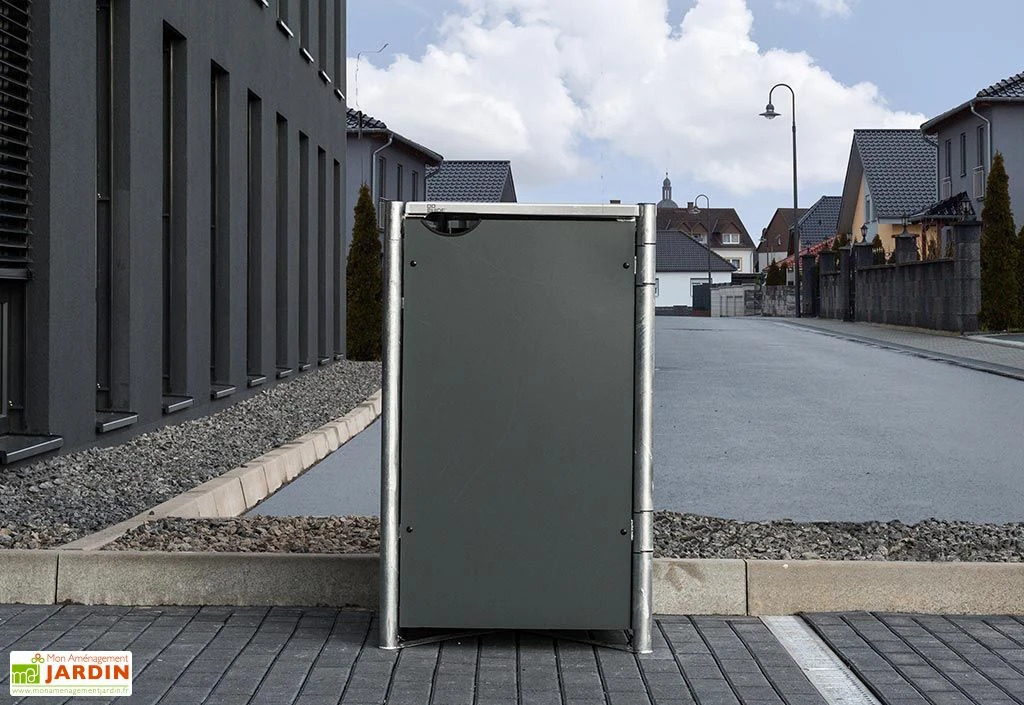 Cache-poubelle Simple En Acier Et Composite Aluminium 69 X 80 X 115 Cm 2 Cache-poubelle Simple En Acier Et Composite Aluminium 69 X 80 X 115 Cm – Image 2