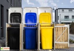 Cache-poubelle Triple En Acier Et Bois De Pin Traité 209 X 80 X 115 Cm 7 Cache-poubelle Triple En Acier Et Bois De Pin Traité 209 X 80 X 115 Cm -Abriet Mobilier Soldes Boutique cache poubelle triple acier bois ouvert