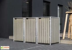 Cache-poubelle Triple En Acier Et Bois De Pin Traité 209 X 80 X 115 Cm 6 Cache-poubelle Triple En Acier Et Bois De Pin Traité 209 X 80 X 115 Cm -Abriet Mobilier Soldes Boutique cache poubelle triple acier pin gris