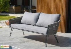 Salon De Jardin 4 Places En Acier Et Corde Tissée Capri -Abriet Mobilier Soldes Boutique canape salon jardin acier capri