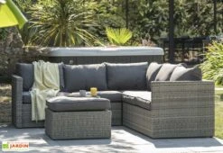 Salon De Jardin En Résine Tressée : Deux Canapés 3 Pl + 2 Pl + 1 Table